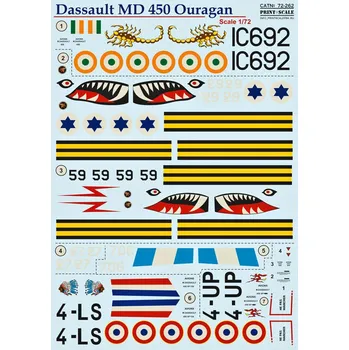 Plastikový model Print Scale 1/72 Dassault MD 450 Ouragan (wet decals)