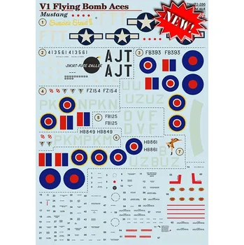 Plastikový model Print Scale 1/72 P-51 Mustang V1 Flying Bomb Aces (wet decals)
