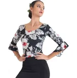 Happy Dance,Květinová halenka na flamenco E4754, černá s bílými květy 50