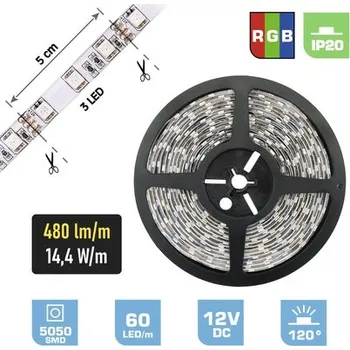 LED páska LED pásek FK technics IP20 7,2 W 240 lm 0,5 m RGB, metrážové zboží