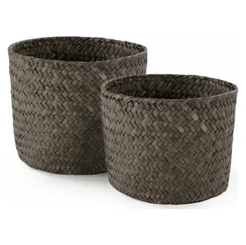 Compactor Set 2 ks pletených košíků Compactor MIKA, malý 14 x 11 cm, velký 16 x 12 cm, kouřově hnědý, hnědá
