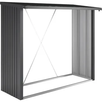 Dřevník Přístřešek na dřevo Biohort WoodStock 230 plechový 229 x 102 x 199 cm tmavě šedý metalický
