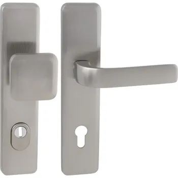 Interiérové dveře MI - QB SECUR/SUN 1 - bezpečnostní kování Provedení: madlo / klika pravá s otvorem PZ (otvor pro vložku) (skladem 5 ks), Povrch: PVD INOX, Rozteč: 92 8584138049459