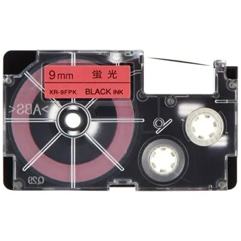 Pásek do tiskárny Casio XR-9FPK , 9mm x 8m, černý tisk / signální růžový podklad, kompatibilní páska