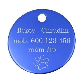 psí známka Šperky4U Hliníková psí známka kulatá 30 mm - PZ013-DB