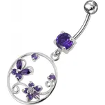 Šperky4U Stříbrný piercing do pupíku - BP01005-A