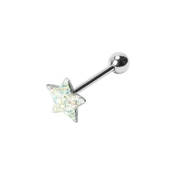 Piercing Šperky4U Piercing do jazyku - hvězda osázená zirkony - PJ01060-AB