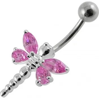 Piercing Šperky4U Stříbrný piercing do pupíku - vážka - BP01188-P