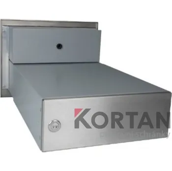 Poštovní schránka 1x poštovní schránka B-042 rovná k zazdění do sloupku + čelní deska s 2x zvonkem a HM URMET - NEREZ / šedá