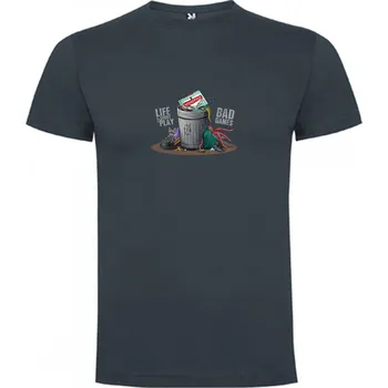 TLAMA games T-shirt "Life is too short" Barva: Ebenová šedá, Velikost: M