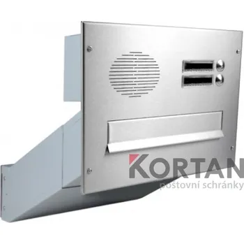 Poštovní schránka 1x poštovní schránka D-041 k zazdění do sloupku + čelní deska s 2x zvonkem a HM URMET - NEREZ / šedá