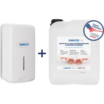 Dezinfekce CLEANLIFE dezinfekční gel na ruce 5 l + dávkovač dezinfekce 1 000 ml