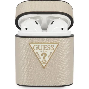 Telefonní příslušenství Guess Saffiano pouzdro GUACA2VSATMLLG pro Airpods 1/2 beige