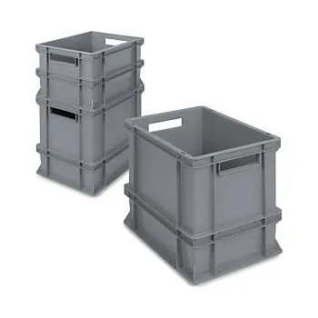 Úložný box Stohovatelná europřepravka 600 x 400 x 120 mm, šedá, objem 20l, nosnost 20kg | RAJA - Balení po 1 ks