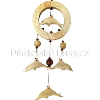Lapač snů Dekorace - Lapač snů Delfíni / ruční práce dřevo 30cm
