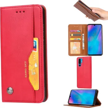 Pouzdro na mobilní telefon Kožené flipové pouzdro pro Huawei P30 Pro - červené