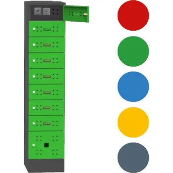 PC skříň Skříň na dobíjení mobilních zařízení s USB porty, 1850 x 400 x 580 mm Barva dveří: červená RAL 3000