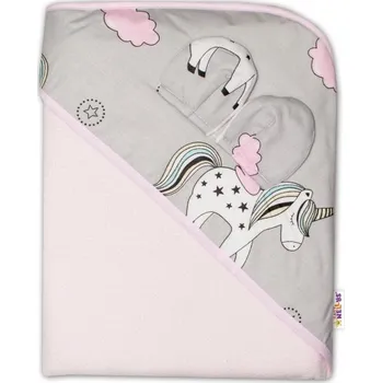 Dětské zboží Baby Nellys Dětská termoosuška 100 x 100 cm růžová jednorožec