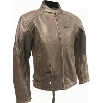 Moto oblečení Helite Airbagová bunda Roadster Vintage hnědá kožená, mechanická s trhačkou hnědá - XL