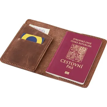Obal na doklad Kožené cestovní pouzdro - pull up braun
