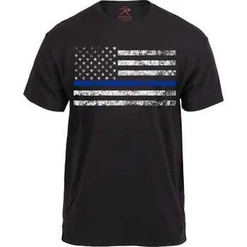 ROTHCO triko THIN BLUE LINE US vlajka ČERNÉ