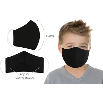 rouška Rouška dětská bavlněná s vnitřní kapsou černá (délka oblouku 13cm) SKLADEM POSLEDNÍ 1KS