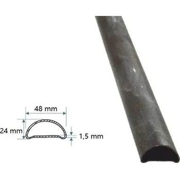 madlová tyč dutá 3002.0, 6 m - madlovina, madlo na zábradlí, rozměr 48 x 24 x 1,5 mm, bez vzoru, prodej v délkách 3 a 6 m