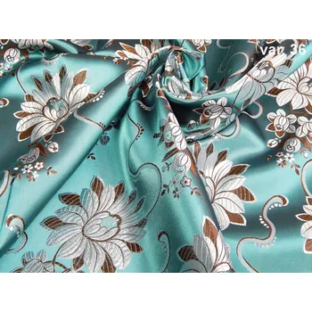 HEDVA ČESKÝ BROKÁT Ondrin 160 krojový brokát GERBERA S PERLAMI tyrkysová | 36