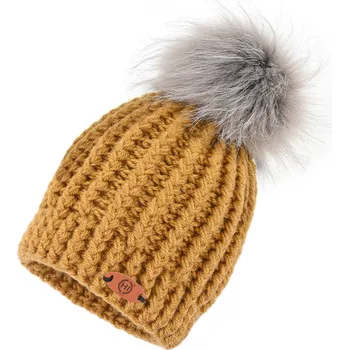 Pokrývka hlavy PÍSKOVÝ KULICH šedá bambule HICHIC