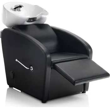 Kadeřnické křeslo Xanitalia Mycí BOX CLASS CONFORT s podnožníkem keramika bílá, koženka černá Báze: Černá