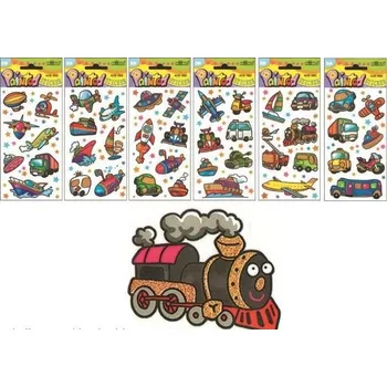 samolepka Samolepka s glitry - dopravní prostředky 18,5x8cm