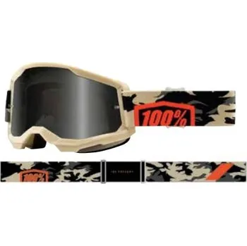 Motocyklové brýle Motokrosové brýle 100% STRATA 2 SAND KOMBAT s kouřově šedým objektivem (Motokrosové a enduro chrániče, ochrana očí)