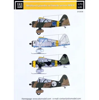 Plastikový model S.B.S model 1/72 Decal Westland Lysander Finnish Service WWII