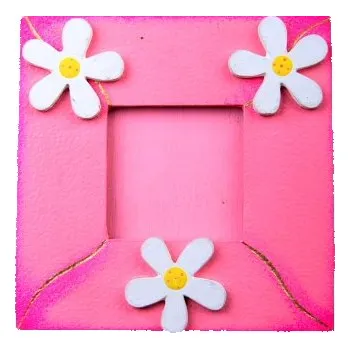 Rám na obraz Dřevěný zdobený fotorámeček růžový 20x20cm