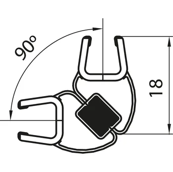 RONAL Svislé magnetické těsnění 90° pro 6 mm sklo, set 10 párů 42352.KD10.2000