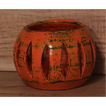 Svícen Stojánek - svícen na svíčky průměr 10cm oranžová patina