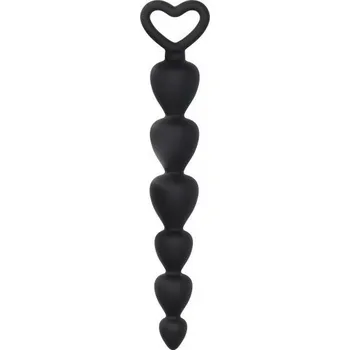 Shots Toys Silicone Anal Beads Black, černé silikonové anální kuličky 17,5 x 1,4–2,4 cm