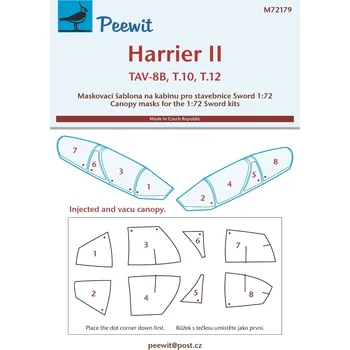 Plastikový model Peewit 1/72 Canopy mask Harrier II TAV-8B, T.10/12 (SWD)