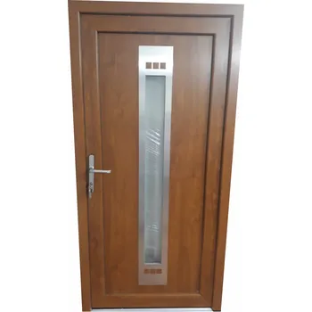 Vchodové dveře SOFT vchodové plastové dveře ATLANTA, zlatý dub/bílá, 98x200 cm (jednokřídlé plastové dveře 98x200 cm)