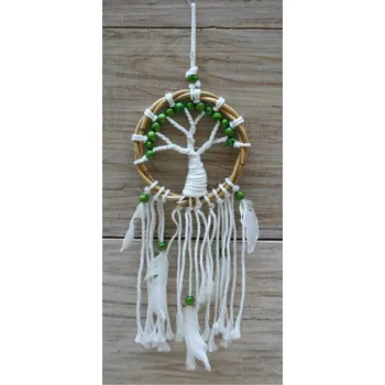 Lapač snů Lapač snů č.27 zelené korálky, délka 48cm průměr 16cm