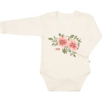 Kojenecké oblečení Kojenecké body s dlouhým rukávem New Baby Flowers béžové vel.56