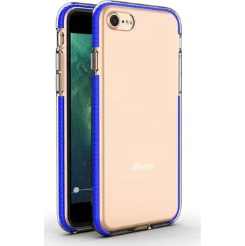 Pouzdro na mobilní telefon Transparentní kryt s barevným rámem z měkkého plastu pro iPhone 7 / 8 - modrý