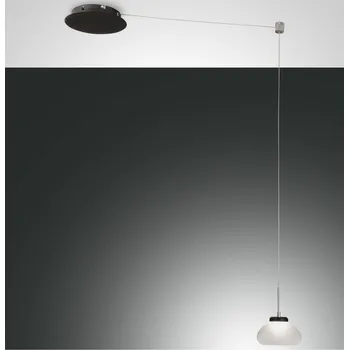 Fabas 3547-41-102 Arabella, závěsné svítidlo z bílého skla s prodlouženým závěsem, 8W 3000K, prům. 14cm