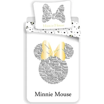 Povlečení Jerry Fabrics Minnie Gold bílé 140 x 200, 70 x 90 cm zipový uzávěr
