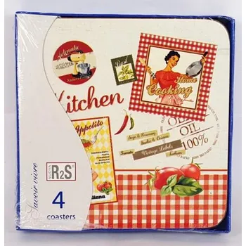 prostírání Korkové prostírání pod skleničky Kitchen /10,5*10,5 cm/ - 4 ks