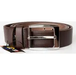 Délka 155 cm - pánský tmavě hnědý kožený opasek šíře 37 mm