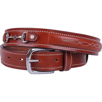 Opasek QHP Pásek kožený Nicki QHP, hnědý Délka: 95 cm