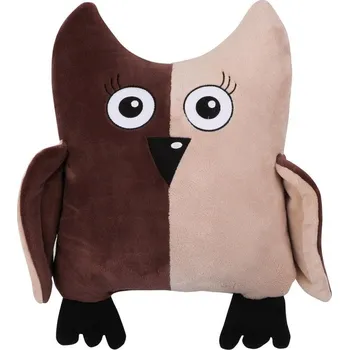 Polštář Tvarovaný polštářek sova hnědobéžová cca 45x30 cm sova
