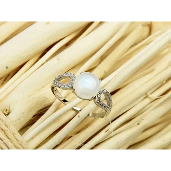 Prsten Prsten kulatý měsíční kámen a zirkony stříbro Ag 925/1000