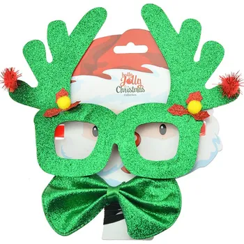 Vánoční dekorace Euro Habitat Sobí brýle s motýlkem - Zelené